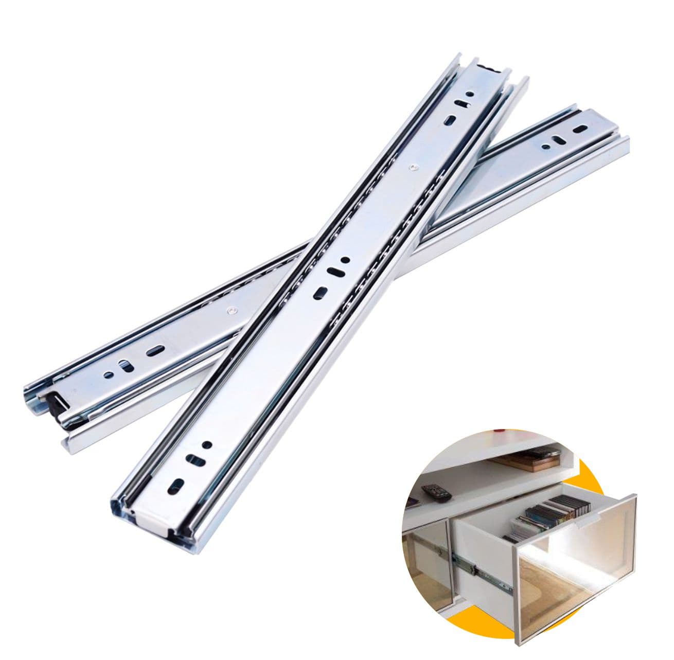 Corrediça Trilho Telescópico de 50 Cm H45 Steel 40kg Hd