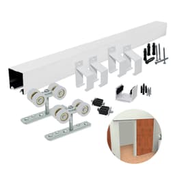 Kit Para Porta de Correr 35 X 35 Mm Branco 4r Com Trilho de 2 Metros Rodinato