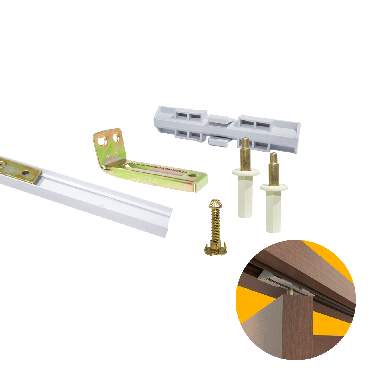 Kit Porta de Correr 1,2 Metros Camarão Rodinato Branco