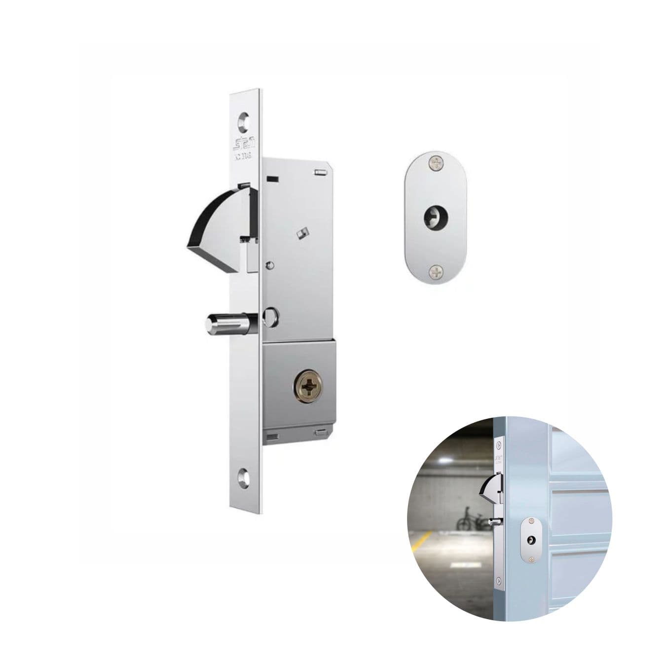 Fechadura Tetra Em Inox Para Porta Pivotante de Correr 1940 Stam