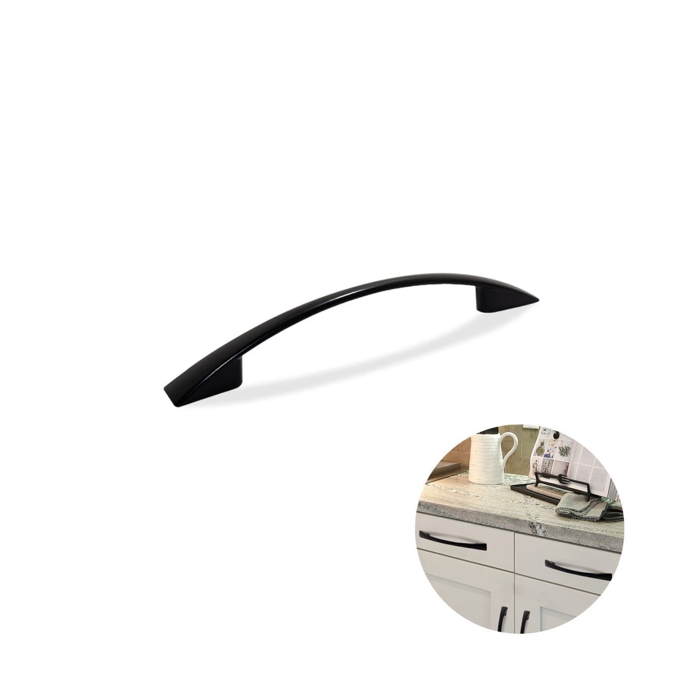 Puxador Arco Preto de 192 Mm Para Portas E Gavetas