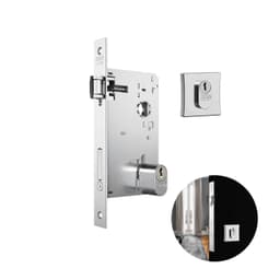 Fechadura Rolete Cromada Quadrada Para Porta Residencial Pivotante Externa de 40 A 60 Mm 1601 Stam