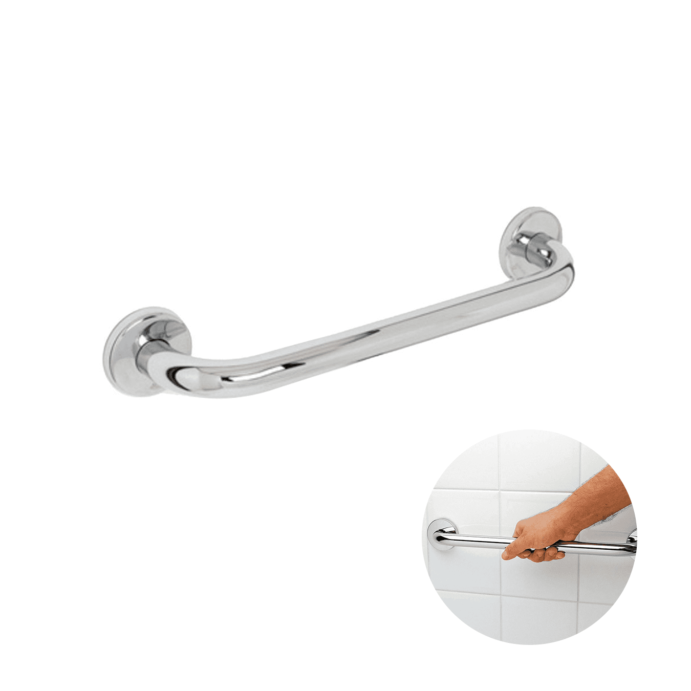 Barra de Apoio Inox 80 Cm Cromada de Parede Para Banheiro