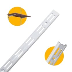 Trilho Cremalheira Duplo Branco de 150 Cm Em Aço Para Prateleiras