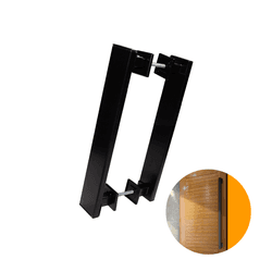 Puxador Genebra Duplo Preto Acetinado 60 Cm P/ Porta Residencial