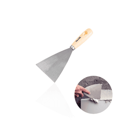 Espatula Aço Inoxidavel Lisa 100 Mm Com Cabo de Madeira