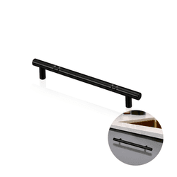 Puxador Haste Redondo Preto Com Friso 224 Mm / 27 Cm Para Gavetas Mk