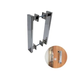 Puxador Genebra Duplo Cromado 40 Cm P/ Porta Residencial