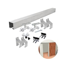 Kit Para Porta de Correr Evolution 35 X 35 Mm Natural 4r Com Trilho de 2 Metros Rodinato