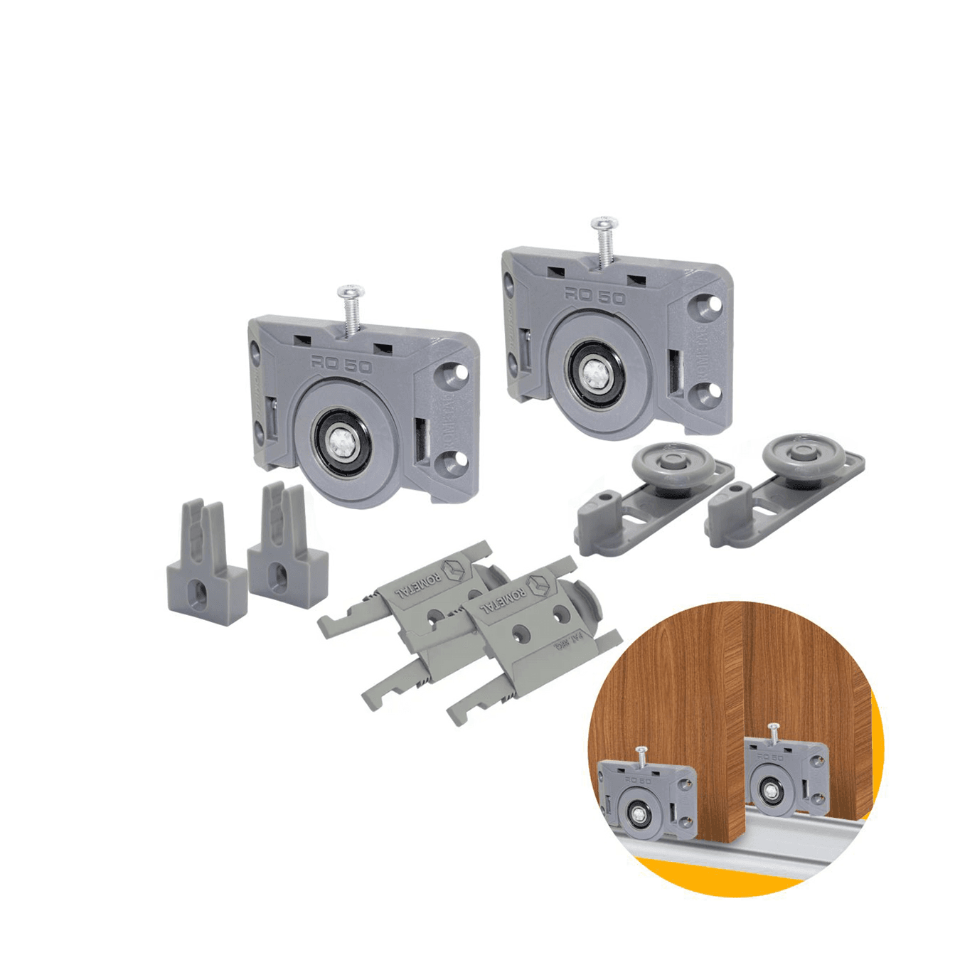 Roldanas Para Porta de Correr Ro50 Com Guia Comum 4002 Rometal