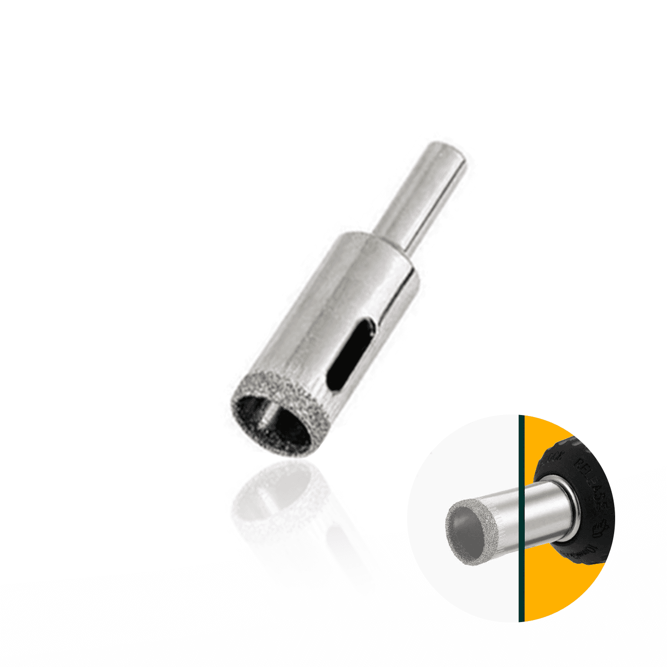 Serra Copo Ou Broca Diamantada de 14 X 67 Mm Com Haste Triangular Para Furar Vidro E Cerâmica Mtx