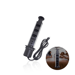 Tomada Torre Para Bancada 3 Plug E 2 Usb Preto Hafele