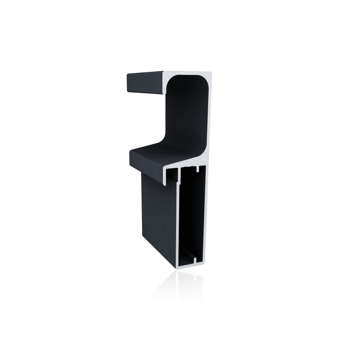 Perfil Puxador Montante Em Preto Fosco Para Vidro 7035 Dmt