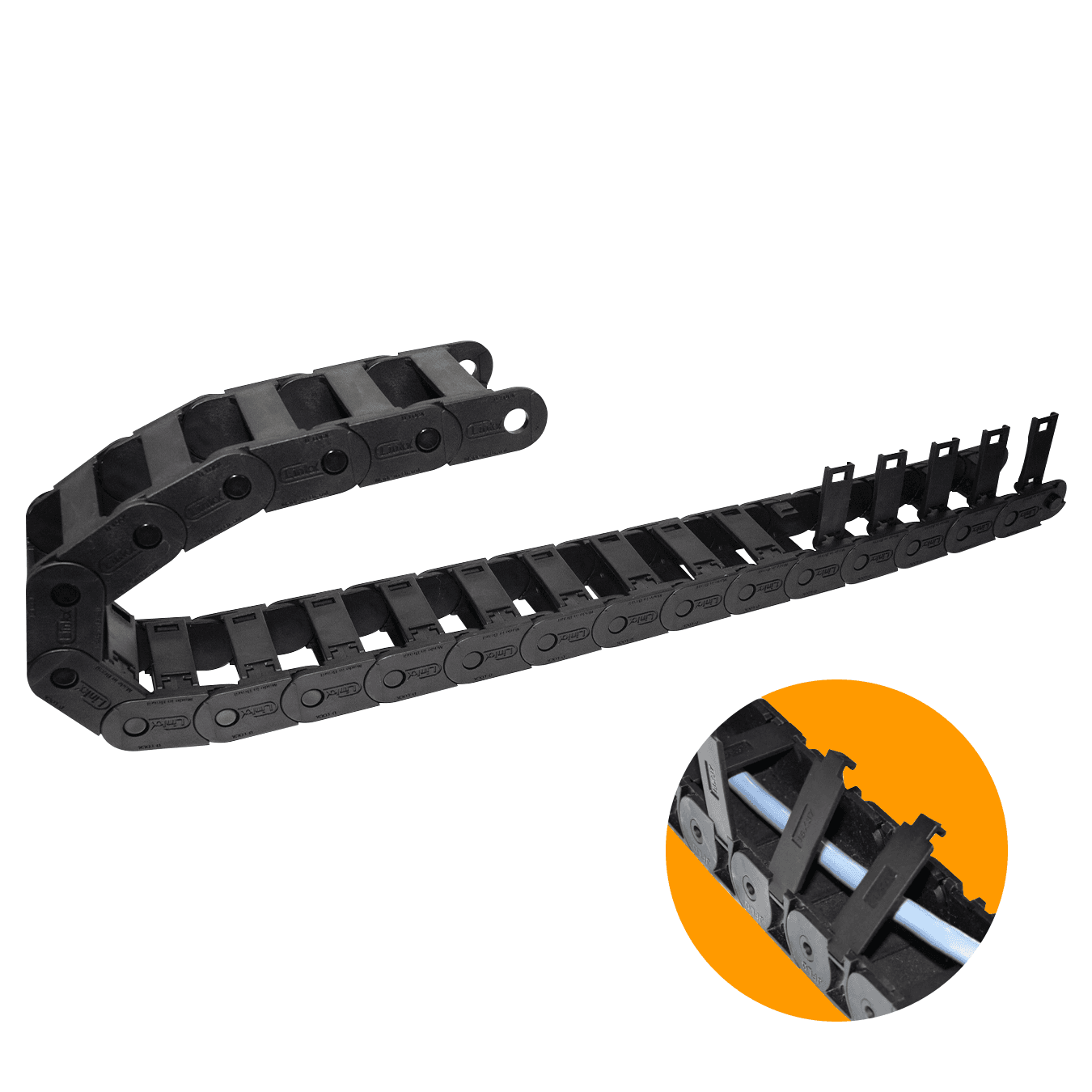Esteira Deslizante Aberta de 26 X 56 Mm Para Porta Cabos Lx26 Com 1 Metro Linkx