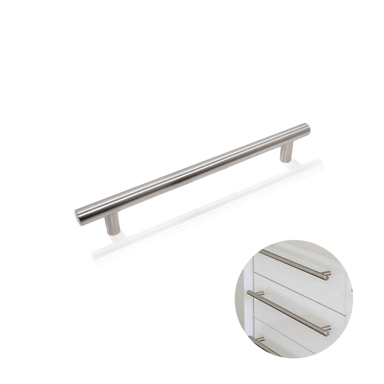 Puxador Haste Redondo Aço Inox 201 Escovado 256 Mm Para Gavetas