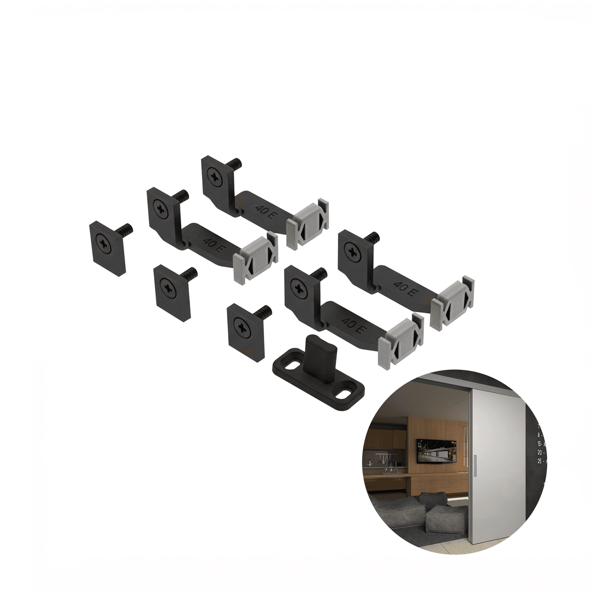 Sistema Guia Sequenziato Lado Esquerdo Para 3 Portas de 40mm Rometal