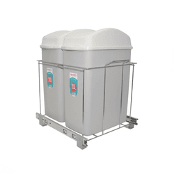 Lixeira Deslizante Embutir 2 Baldes 38 Litros Para Armário de Cozinha