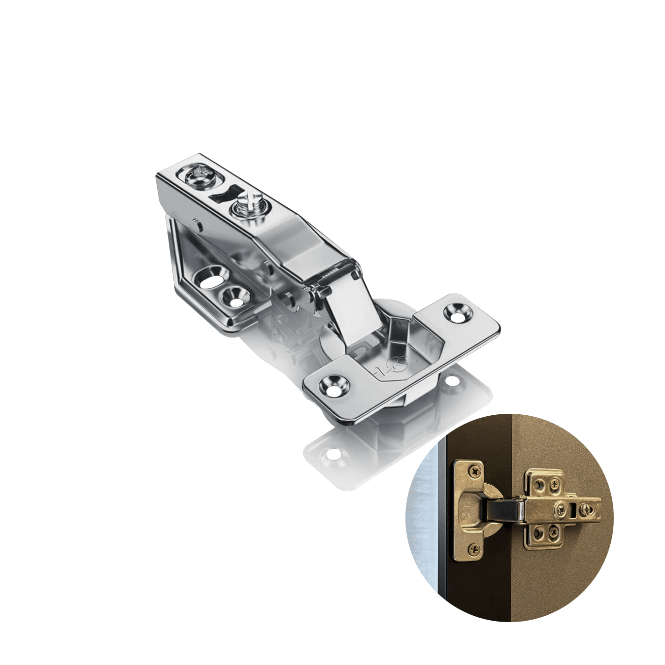 Dobradica 35mm Pistão Calço Fixo Inox Reta