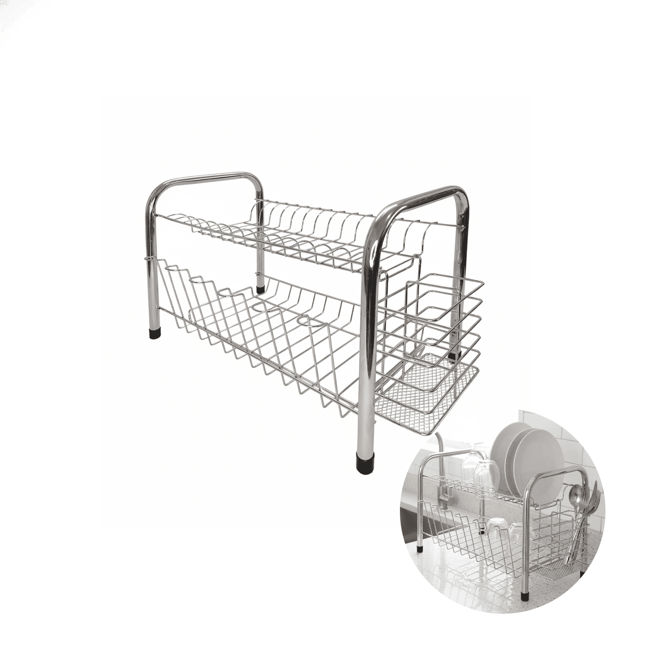 Escorredor de Louças Duplo Bredal Cromado Porta Talher Copo