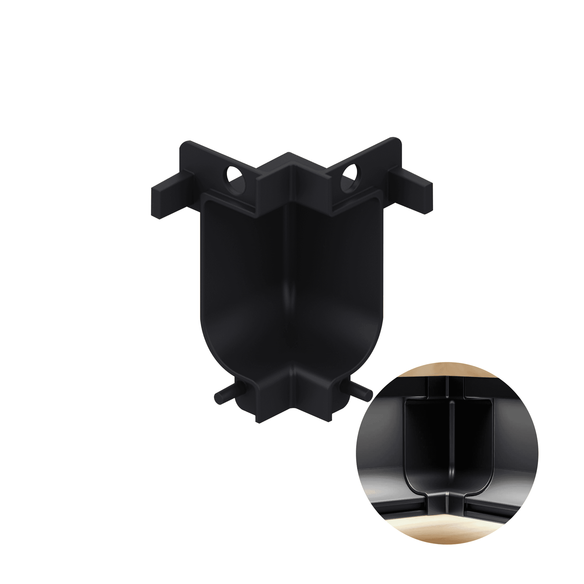 Conexão Canto Interno Preto Perfis Cava Led Pe-281