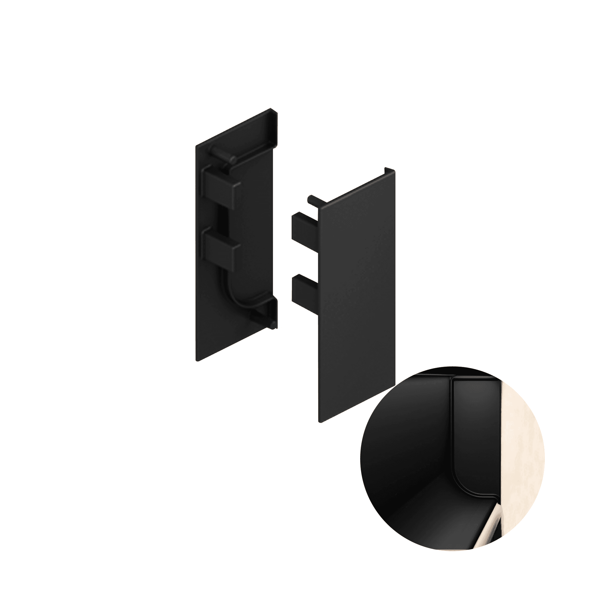 Ponteira Lisa Preto Perfis Cava Led Pe-281